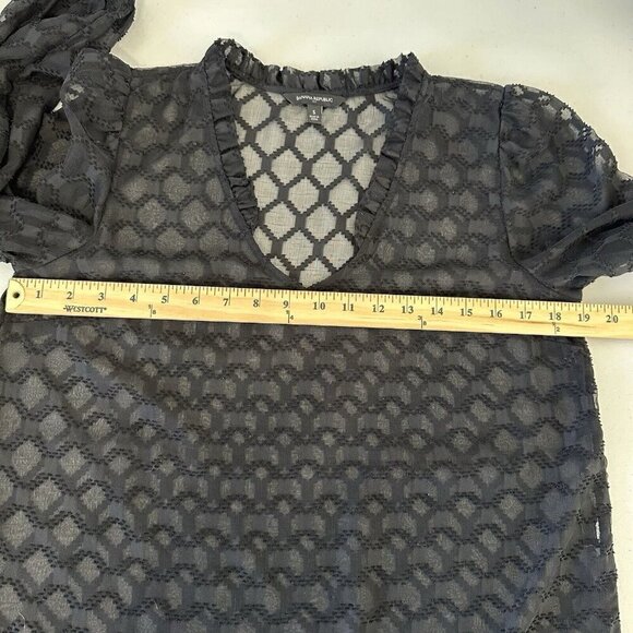 Whimsigoth Banana Republic Sheer Black Blouse Sz S - Picture 5 of 9